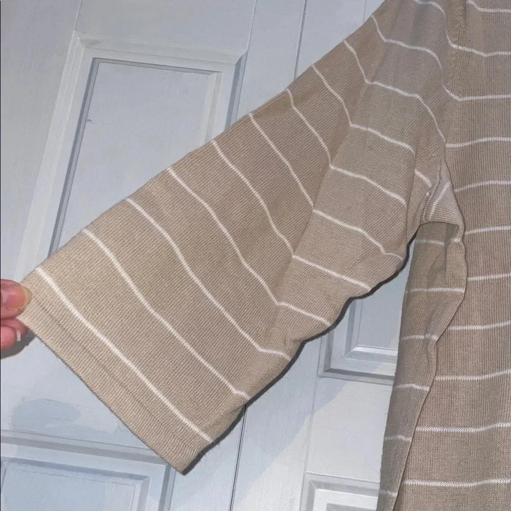 Christopher & Banks Beige Striped Lace-Up Long Sleeve Tee - Picture 6 of 7